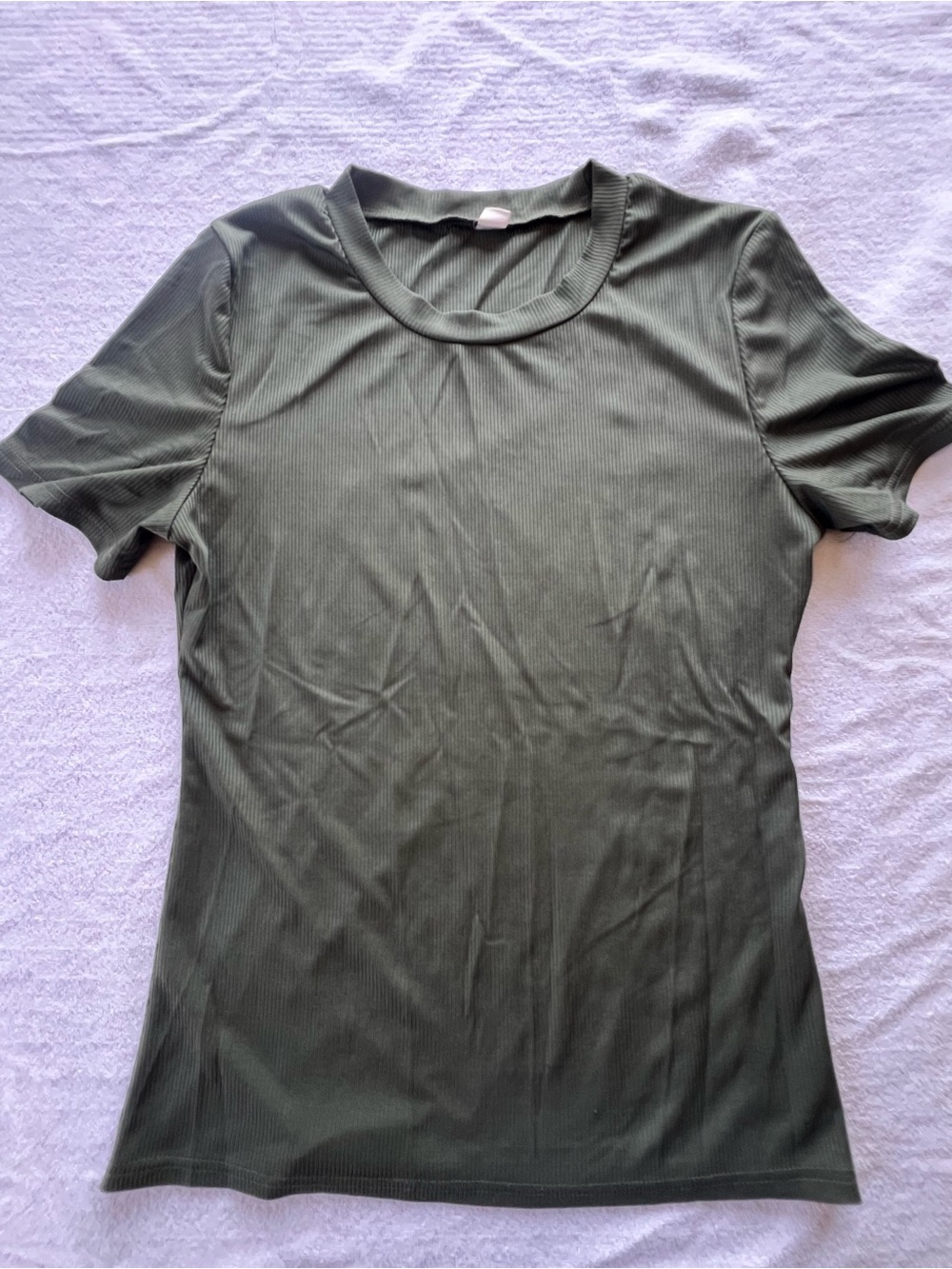 Women's Ribbed Crewneck Tee - Olive Green